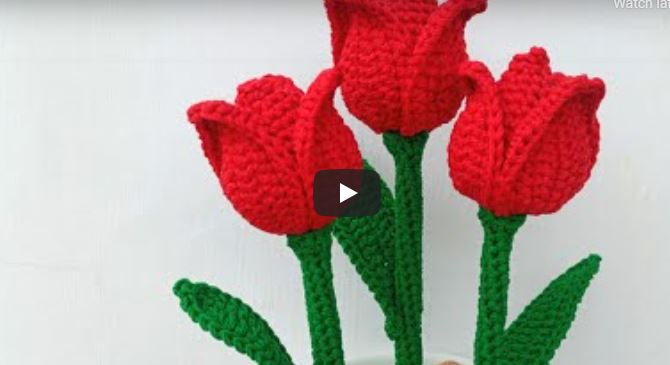 Crochet Tulip Flower || Tutorial Membuat Bunga Tulip Rajut Untuk Pemula